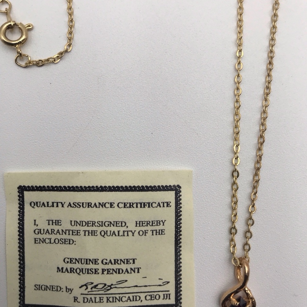 Vintage R. Dale Kincaid Garnet Marquise Pendant w/ Certificate of Authenticity - Picture 3 of 6